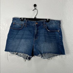 Madewell Women’s The Denim Emmett Shorts with a high rise and frayed hem Sz 16W
